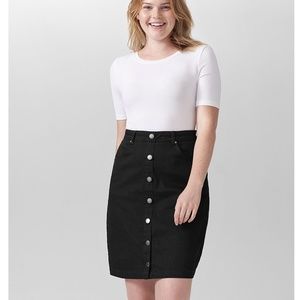 Universal Standard And Denim Button Down Skirt Black XS (10-12) NWT